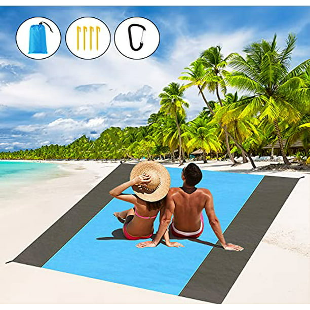 Camping mats Picnic mats Anti-Sand Beach Blanket Sand-Free Beach mats for 2-6 People Large / 4-8 People Super Large Two Sizes for Your Choice 108 x 96 x 0.01 inches, Tri-Color Quilting 